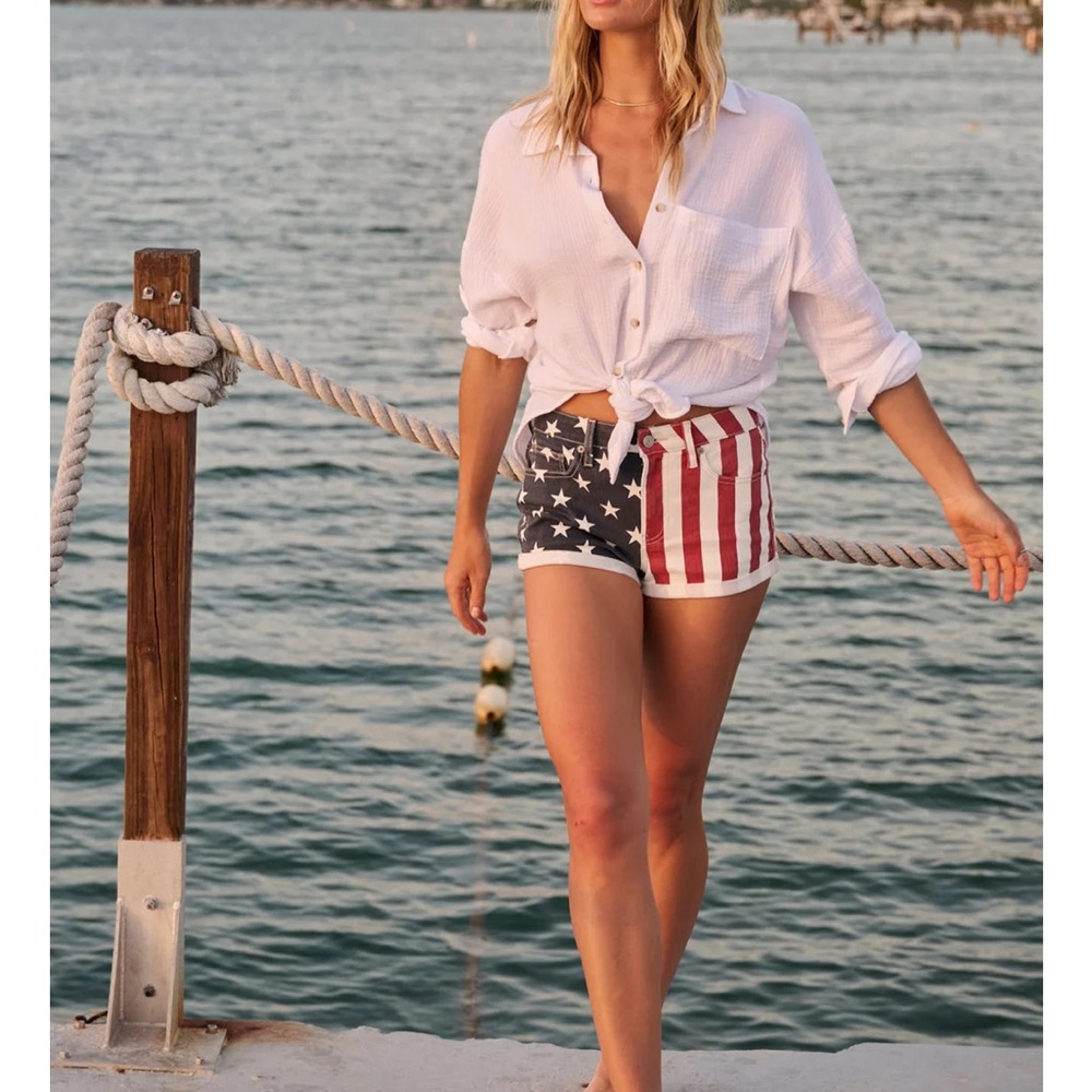 Mary American Flag Denim Shorts